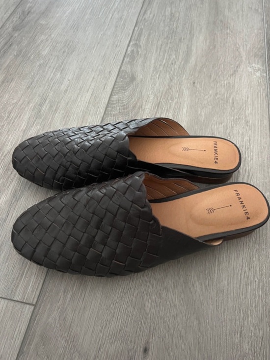 Frankie4 Shoes - FRANKIE4 Woven Leather Slip-On Mules in Dark Brown 8